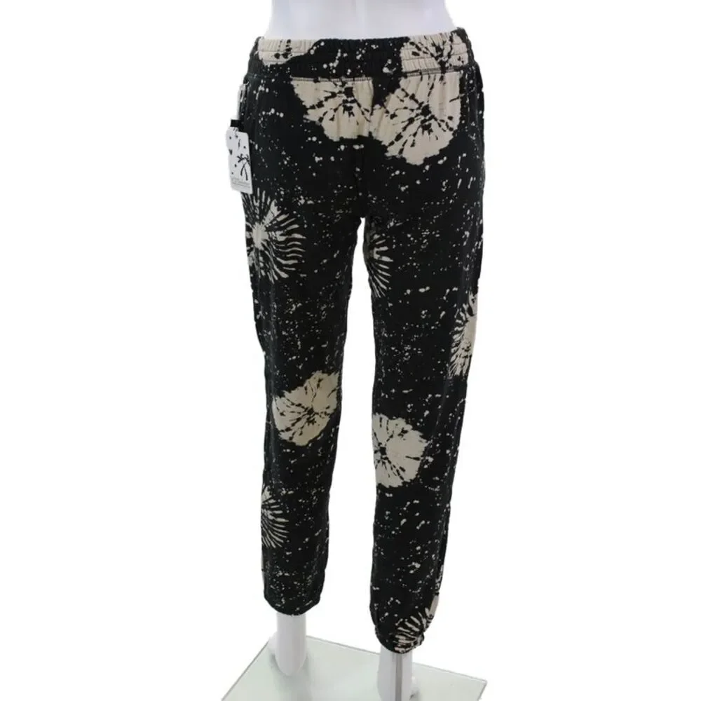 P.J. Salvage Womens Cotton Tie-Dye Drawstring Skinny Sweatpants Black Size XS